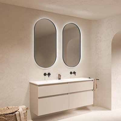 INK SP21 spiegel – ovaal – 60x120 cm – indirecte LED – spiegelverwarming – Zwart mat