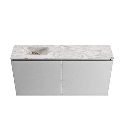 MONDIAZ TURE-DLUX Meuble de toilettes 100cm Plata. Lavabo EDEN Glace position gauche. Avec 1 trou de robinet.