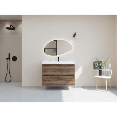 HR Infinity XXL ensemble de meubles de salle de bain 3d 100 cm 1 lavabo en céramique blanc 1 trou de robinet 2 tiroirs charleston