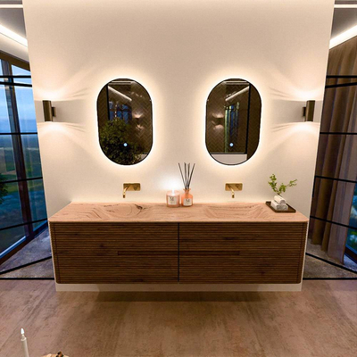 Mondiaz CIRO-DLUX Ensemble de meubles de salle de bains - 190x45x50cm - Plan vasque solid surface Arena - 2 cuves Double - sans trous de robinet - 4 tiroirs - Dusk