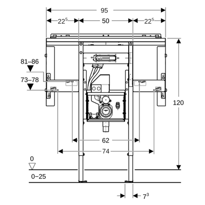 Élément Geberit Duofix pour lavabo + robinet mural avec siphon b90cm