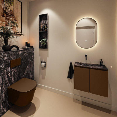 MONDIAZ TURE-DLUX 60cm toiletmeubel Rust. EDEN wastafel Lava positie links. Zonder kraangat.