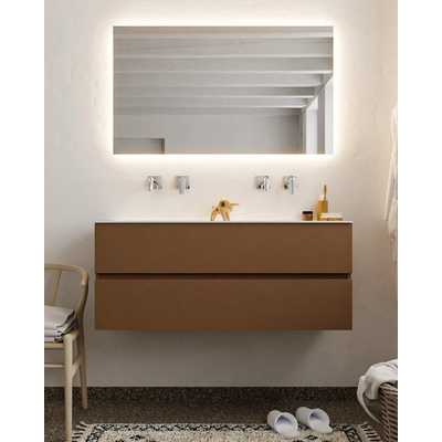 MONDIAZ VICA Ensemble de meuble salle de bain - 120cm - 2 tiroirs - lavabo Cloud double - 0 trous de robinet - solid surface rouille