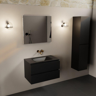 Mondiaz AIVY Ensemble de meuble - 80x45x50cm - 0 trous de robinet - 1 vasque Urban Solid surface - Centre - 2 tiroirs - sans miroir - MDF Urban
