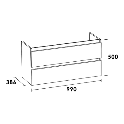 BRAUER Solution Meuble sous vasque 99x38.6x50cm 2 tiroirs 1 espace siphon sans poignée MFC Almond