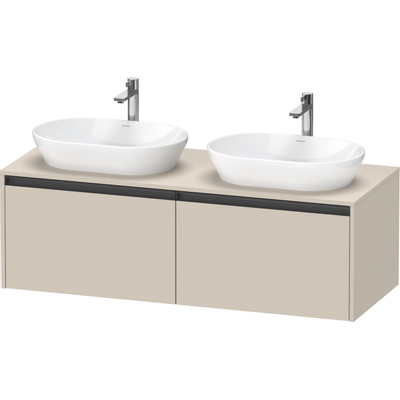 Duravit Ketho 2 meuble sous-lavabo avec plan de console inclus avec 2 tiroirs pour vasques doubles 140x55x45.9cm avec poignées anthracite taupe supermat
