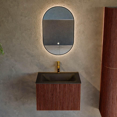 Mondiaz KURVE Badkamermeubelset - 60x46x40cm - 1 lade - wastafel solid surface - midden - 1 kraangat - Ruby