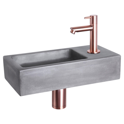 Differnz Ravo fonteinset – 38.5x18.5x9 cm – beton donker grijs – rechte koperen kraan