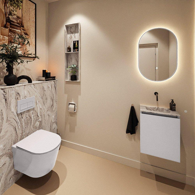 MONDIAZ TURE-DLUX Meuble WC 40 cm Cale. EDEN lavabo Glace position milieu. Sans trou de robinet.