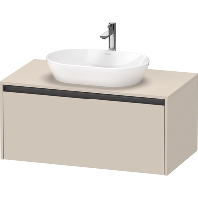 Duravit Ketho.2 Wastafelonderbouwkast - inclusief consoleplaat - met 1 lade - 100x55x45.9cm - met handgreep antraciet - taupe supermat