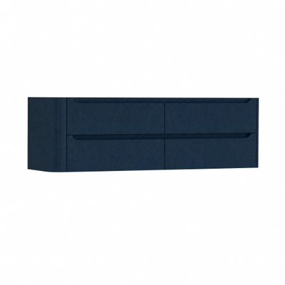 H&R Badmeubelen Juice Wastafelonderkast - 160x45x50cm - linkerhoek afgerond - 4 lades - geïntegreerde greep - blue oak