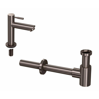 INK 1B Fonteinkraanset - staande Fonteinkraan - laag - designSifon - Metal black