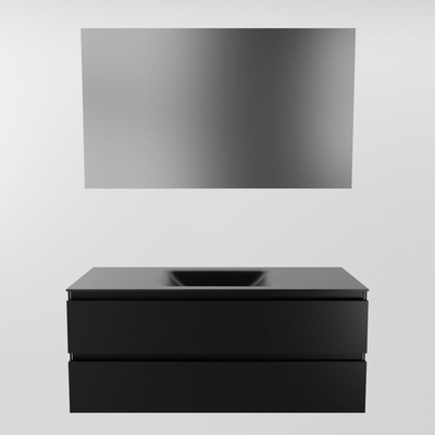 Mondiaz Aivy badmeubelset - 120x45x50cm - 0 kraangaten - 1 wasbak urban Solid surface - Midden - 2 lades - Met spiegel - MDF Urban