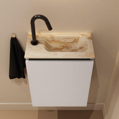 MONDIAZ TURE-DLUX 40cm toiletmeubel Linen. EDEN wastafel Frappe positie rechts. Met 1 kraangat.