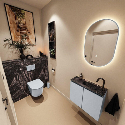 MONDIAZ TURE-DLUX Meuble toilette - 60cm - Clay - EDEN - vasque Lava - position droite - 1 trou de robinet