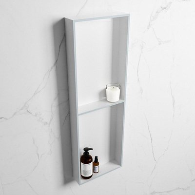 Mondiaz Easy nis 29.5x149.5x8cm voor Inbouw/opbouw 2 open vakken Solid surface Talc/Clay