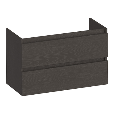 BRAUER Joy meuble sous-lavabo peu profond - 80x39x50cm - 2 tiroirs à fermeture douce - sans poignées - 1 découpe pour siphon - Timber Anthracite
