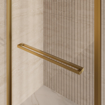 BRAUER Luminis Douchecabine - 120x90x200cm - 3-delig naar binnen draaiend - helder glas - omkeerbaar - incl. glascoating - geborsteld goud PVD