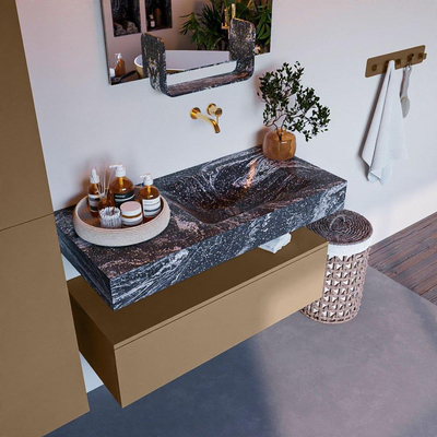 MONDIAZ ALAN - DLUX Ensemble de meubles de salle de bains - 100cm - meuble bas - Oro - 1 tiroir - lavabo suspendu - vasque à droite - 0 trous de robinet - Lava