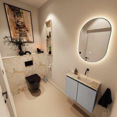 MONDIAZ TURE-DLUX 60cm toiletmeubel Plata. EDEN wastafel Frappe positie rechts. Zonder kraangat.