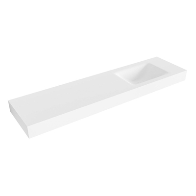 Mondiaz CLOUD Talc Vrijhangende wastafel - 180cm - wasbak rechts - rand 12cm - Solid surface Talc