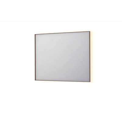 INK SP32 miroir - 100x4x80cm rectangulaire en cadre acier incl LED indirecte - chauffage - changement de couleur - dimmable et interrupteur - cuivre brossé