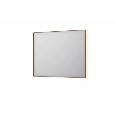 INK SP32 spiegel - 100x4x80cm rechthoek in stalen kader incl indir LED - verwarming - color changing - dimbaar en schakelaar - geborsteld koper