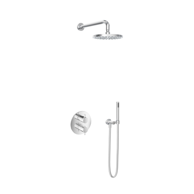 Hotbath Get Togehter Set de douche mitigeur thermostatique à encastrer Laddy R avec inverseur à 2 voies IBS2RA chrome modèle stick bras mural 20cm