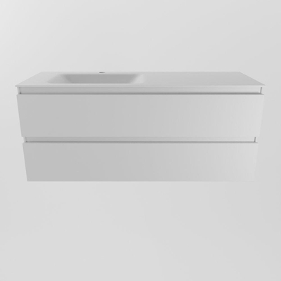 Mondiaz Aivy badmeubelset - 120x45x50cm - 1 kraangat - 1 wasbak talc Solid surface - Links - 2 lades - Zonder spiegel - MDF Talc