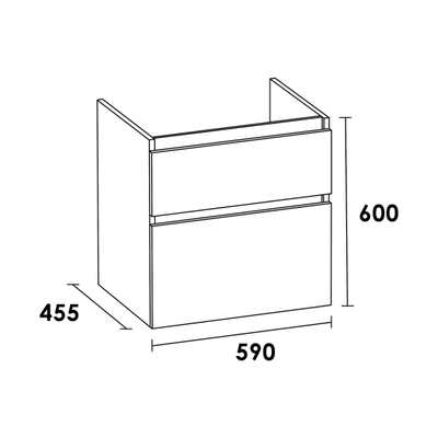 BRAUER Advance Meuble sous vasque 59x45.5x60cm 2 tiroirs 1 espace siphon sans poignée MFC Almond