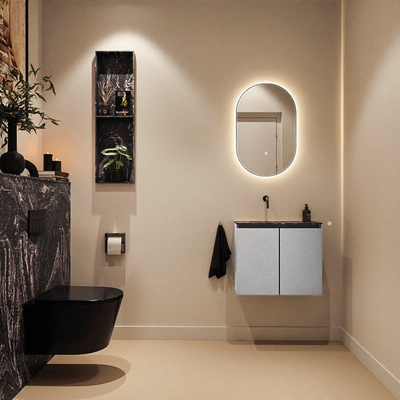 MONDIAZ TURE-DLUX Meuble toilette - 60cm - Plata - EDEN - vasque Lava - position gauche - sans trou de robinet