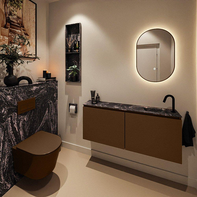 MONDIAZ TURE-DLUX Meuble toilette - 120cm - Rust - EDEN - vasque Lava - position droite - 1 trou de robinet
