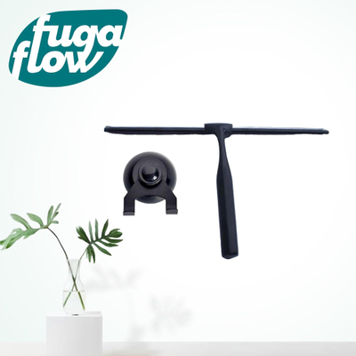 FugaFlow Efficiente Acces Essuie-glace de douche avec crochet noir mat