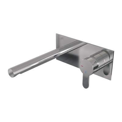 BRAUER Chrome Edition Wastafelmengkraan inbouw - rechte uitloop links - hendel plat smal - inclusief inbouwdeel - afdekplaat - model D 1 - chroom