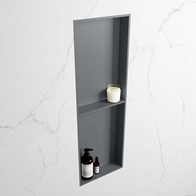 Mondiaz EASY Niche salle de bains - 149.5x8x29.5cm - à encastrer ou à monter - 2 compartiments - Plata | Plata