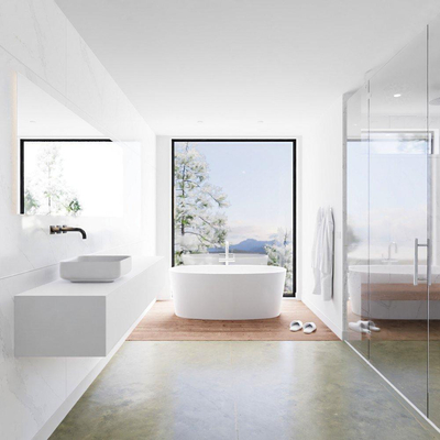 Mondiaz Lagom Meuble salle de bains 190x30.9x45cm Solid Surface Talc 2 tiroirs avec lavabo BINX vasque à poser Gauche sans trous de robinet