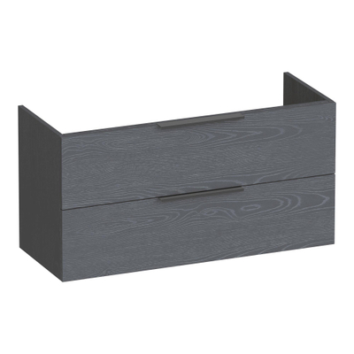 BRAUER Elevate wastafelonderkast ondiep 100 excl. opleggrepen 2 softclose lades en 1 sifon uitsparing - Timber Grey