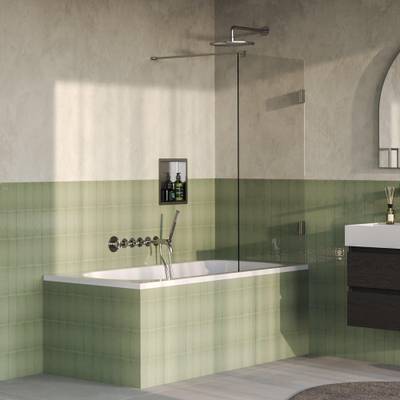 BRAUER Void Paroi de baignoire - 80x140 - verre transparent - incl. revêtement de protection du verre - inox brossé PVD