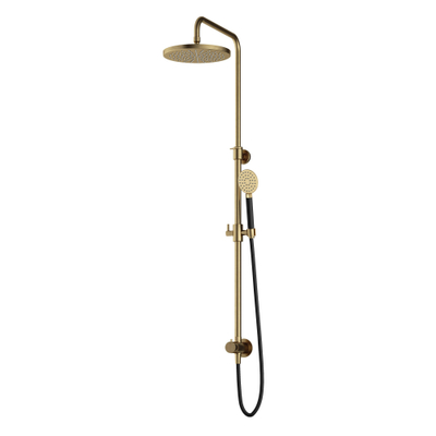 Hotbath Cobber M438 ensemble de douche pluie avec inverseur et flexible de douche 150cm avec douche de tête ronde 30cm douchette ronde laiton brossé