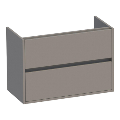 BRAUER Adore Ensemble de meuble de salle de bains - 80x39x55cm - 2 tiroirs - fermeture en douceur - sans poignée - lavabo en céramique - avec trou de robinet - blanc - taupe mat