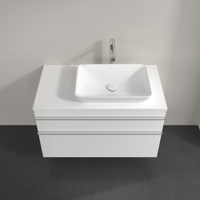 Villeroy & Boch Venticello Meuble sous lavabo 95.7x50.2x60.6cm avec 2 tiroirs pour lavabo à poser droite blanc brillant