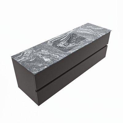 MONDIAZ VICA-DLUX Badkamermeubelset - 150cm - onderkast dark grey - 2 lades - inbouw wastafel cloud midden - 1 kraangat - 60cm hoge versie - lava