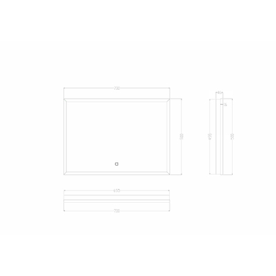 Wiesbaden Avi Spiegel rechthoek - met LED dimbaar en spiegelverwarming - 70x50cm - mat zwart