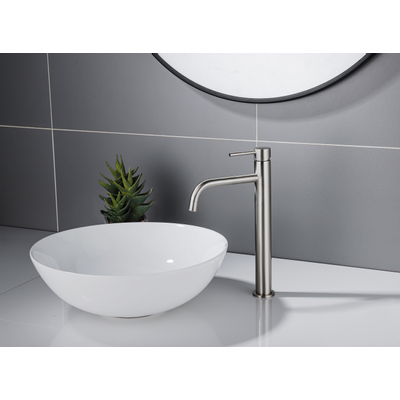 Fortifura Calvi Slim Wastafelkraan - 32.6cm - verhoogd - opbouw - Geborsteld RVS PVD (RVS) TWEEDEKANS