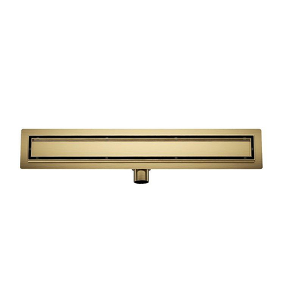 Wiesbaden Caniveau de douche avec bride et grille à carreler 80 x 7 cm laiton brossé PVD