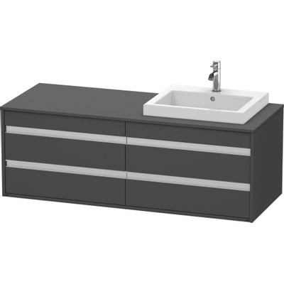 Duravit Ketho Meuble sous-lavabo avec 4 tiroirs pour lavabo encastralbe 140x42.6x55cm à droite graphite