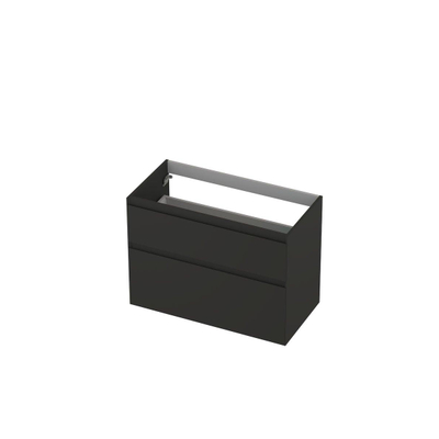 INK Wastafelonderkast - 90x45x65cm - 2 lades - greeploos - MDF lak - Antraciet mat