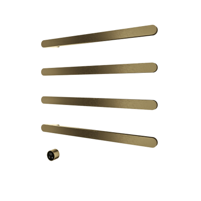 Hotbath &MORE Handdoekradiator - 80x76cm - vierkant - 4 stangen - horizontaal - met schakelaar - geborsteld messing PVD