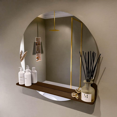 Mondiaz SPOT spiegel – Ø80 cm – met planchet – Rust (bruin)