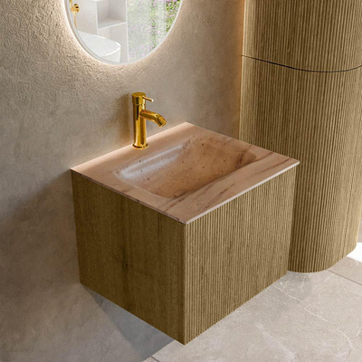 MONDIAZ KURVE-DLUX Meuble de salle de bains 50cm couleur Dusk avec 1 tiroir et 0 porte. Lavabo GRUNNE Central 1 trou de robinet Saba.